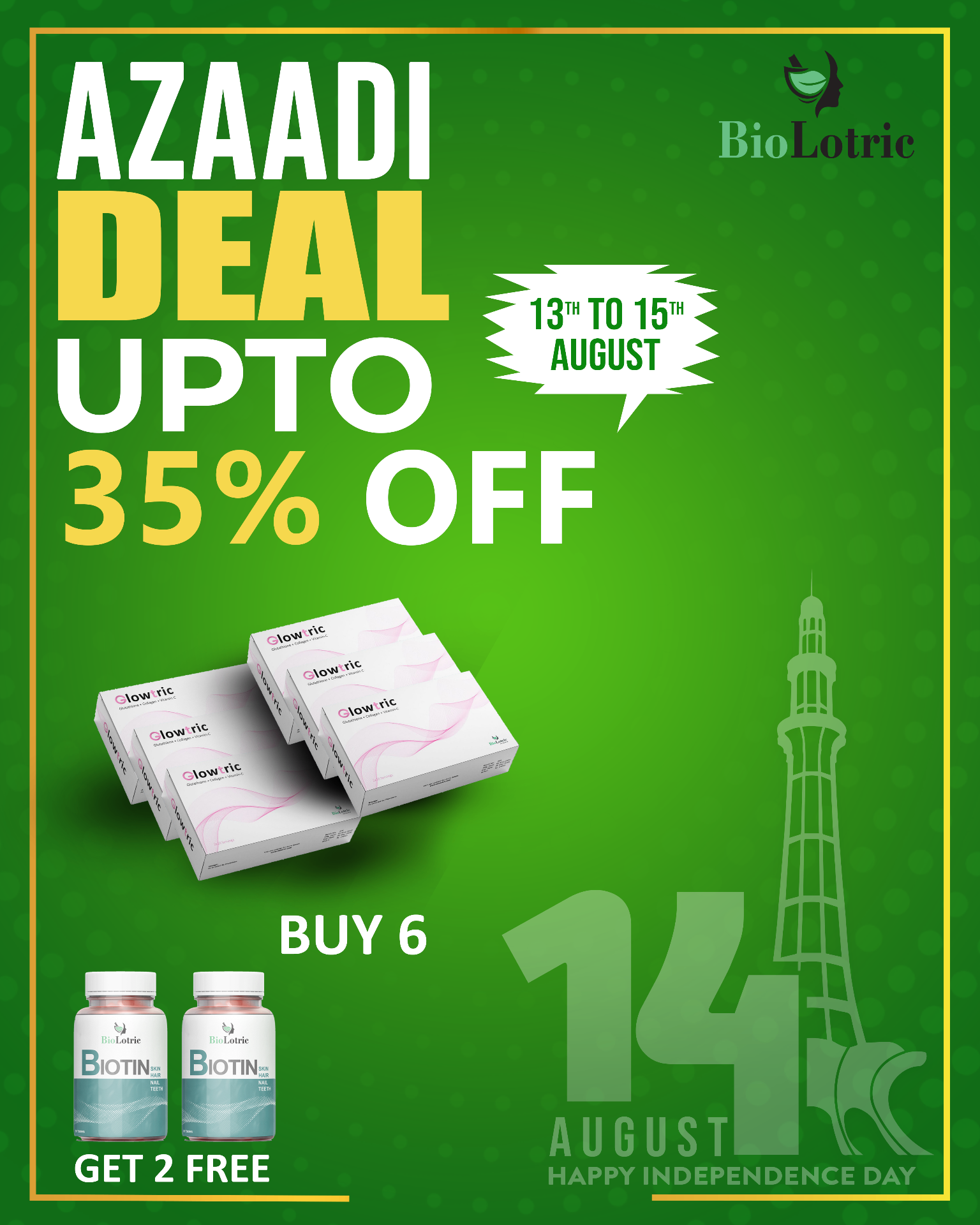 BioLotric Glowtric — Azaadi Deal Buy 6 Get 2