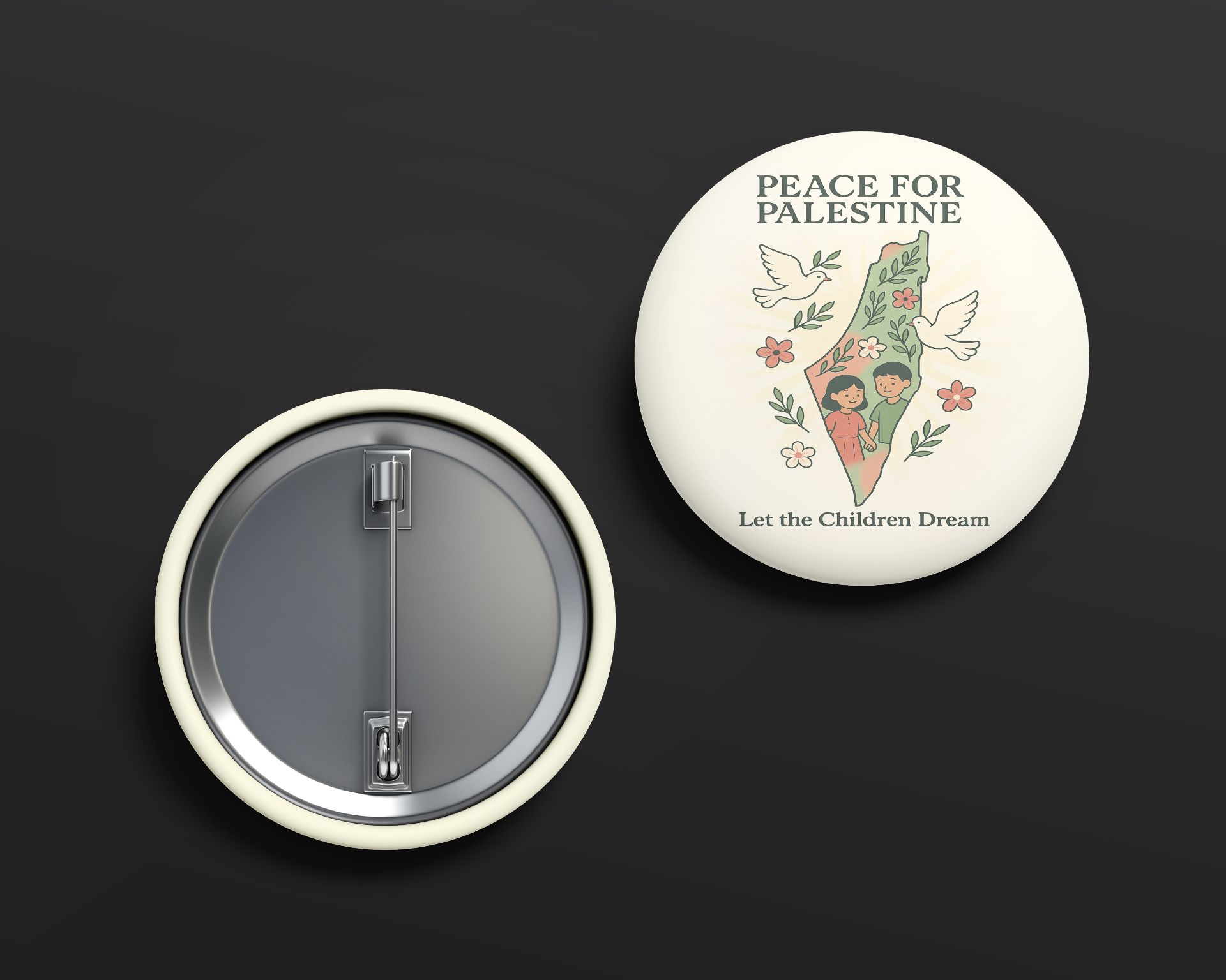 Peace for Palestine — Pin Badge Mockup